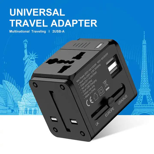 Dual USB Global Travel Adapter with 2.4A Current.